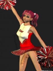 Sexy 3d cheerleader shemale dancing in dress