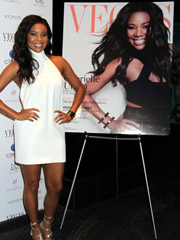 Beautiful gabrielle union shows her amazing body in a highly elegant white backless dress.