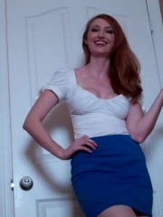 Gorgeous girl in white top and pencil skirt is so irresistible